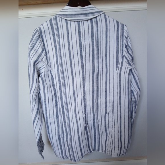 NWT Michael Stars Ruth Stripe linen blazer in gray. Size L - Picture 6 of 6